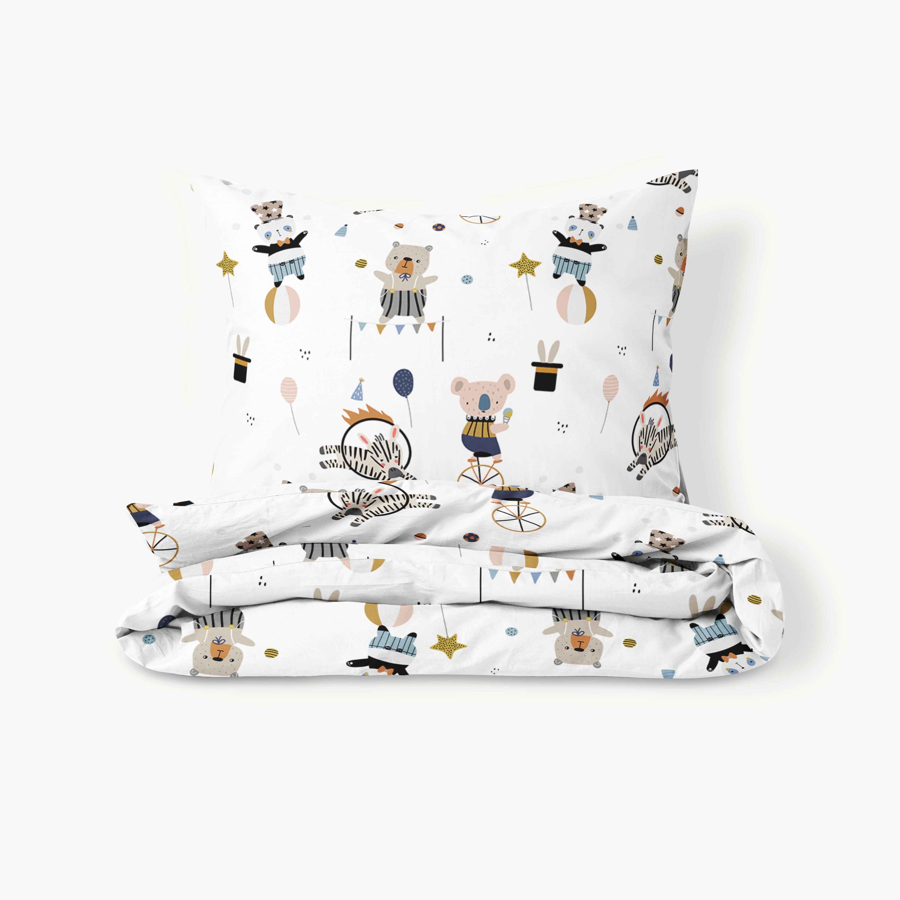 Organic duvet cover set «Circus» 140x200cm, incl. pillowcase | white