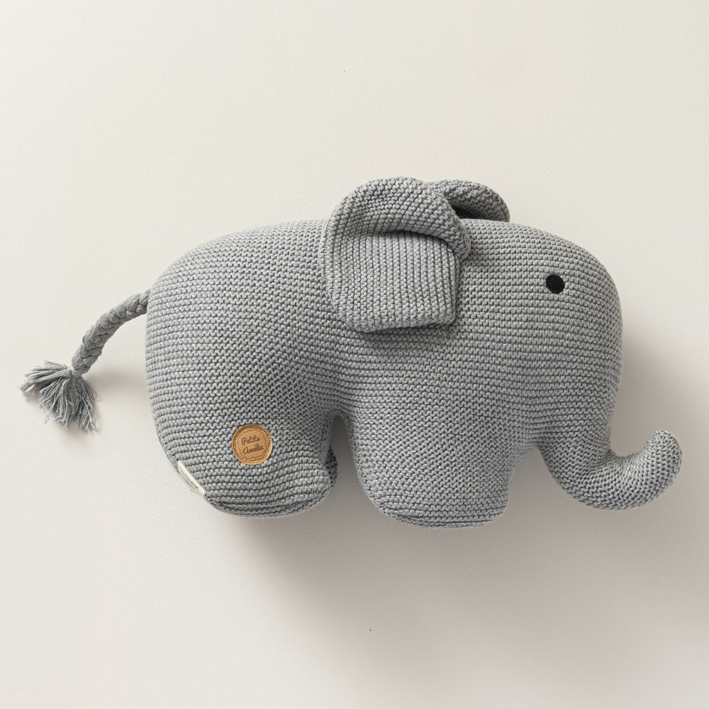 Grey Elephant plush toy | knitted cotton