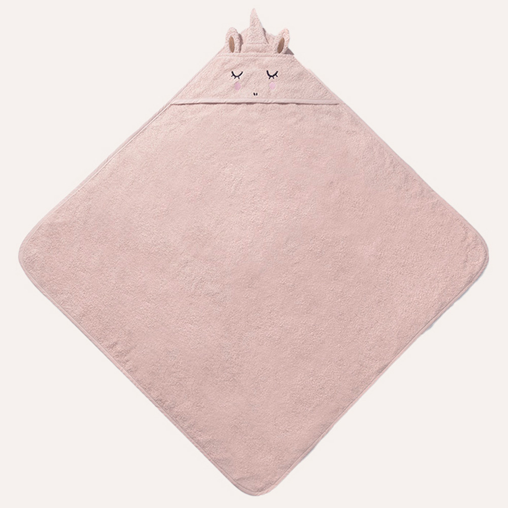 BABY HOODED TOWEL UNICORN «LARA»| 75 X 75 CM | LIGHT PINK