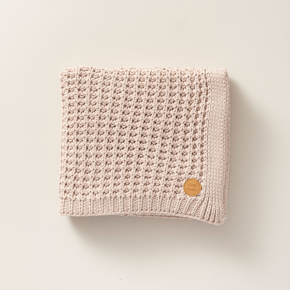 Knitted Organic Cotton Baby Blanket  | 80x100 cm | Sand Rose