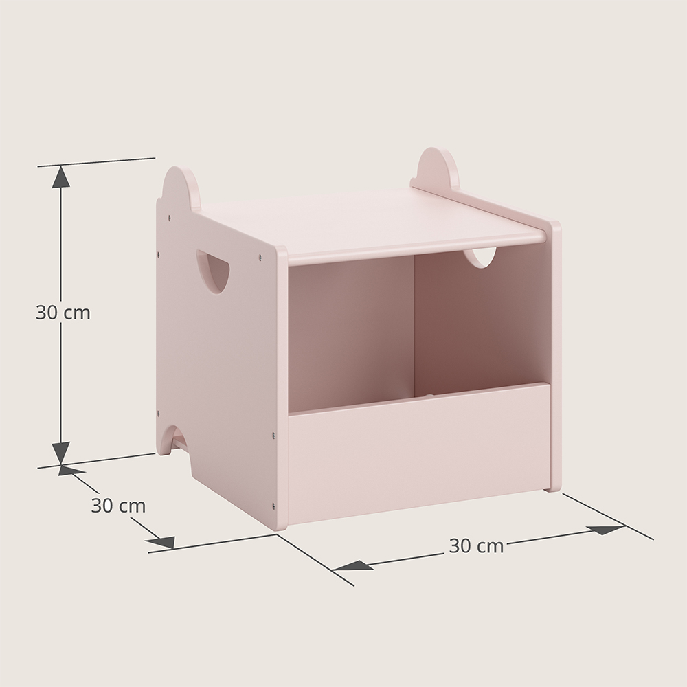 Toy storage bench light beige and pink ✔️ Petite Amélie