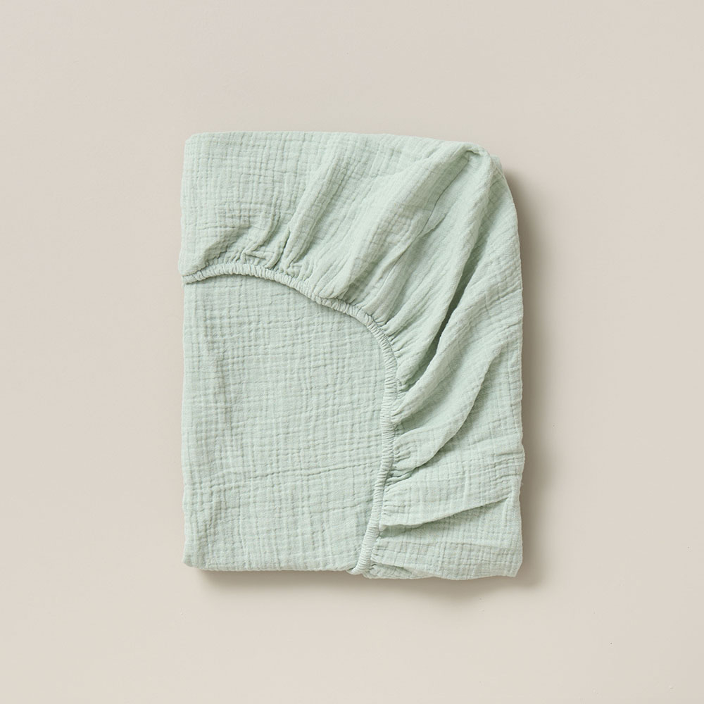 Fitted sheet 70x140 cm muslin | 100% organic cotton | Green