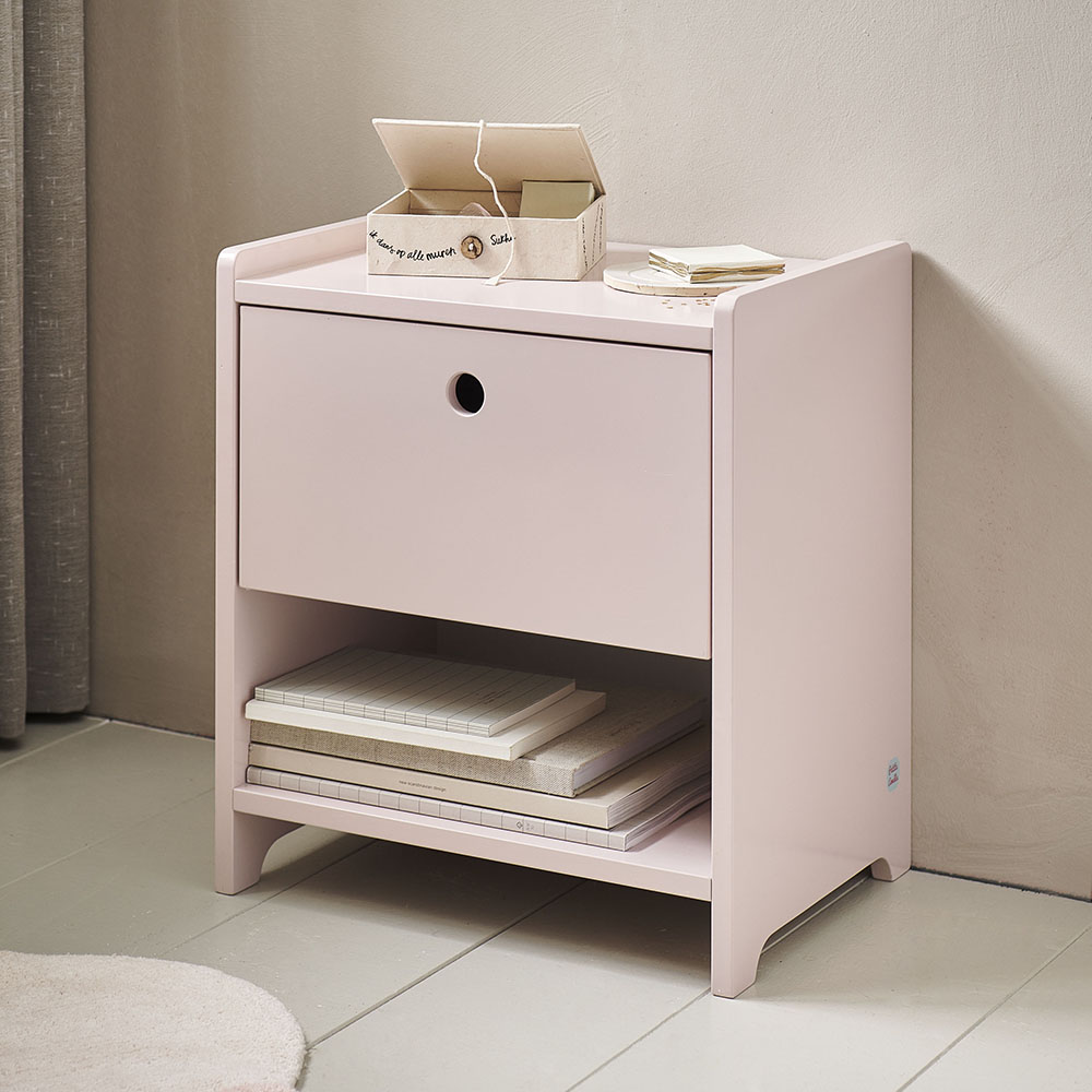 Children's bedside table with storage space «PLUME» | Dusty Pink
