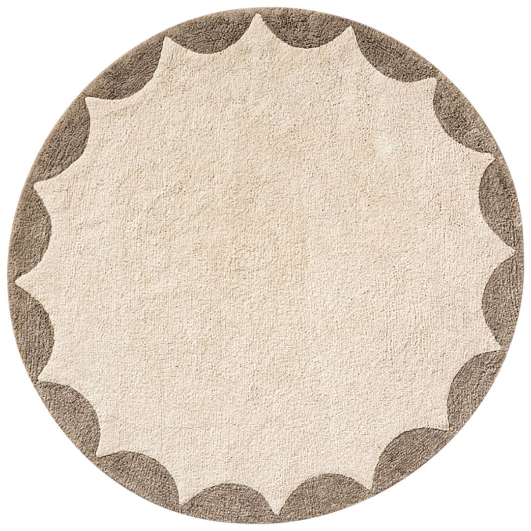 Washable children's rug with anti-slip coating «CERCLE» | Off white-taupe