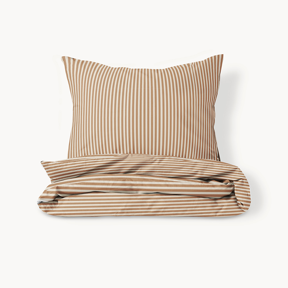 DUVET COVER SET 120 X 150 CM «STRIPED» | BEIGE AND CARAMEL