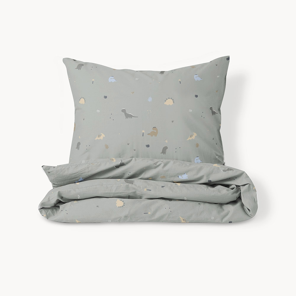 DUVET COVER SET 140x200 «DINO» | GREY-GREEN