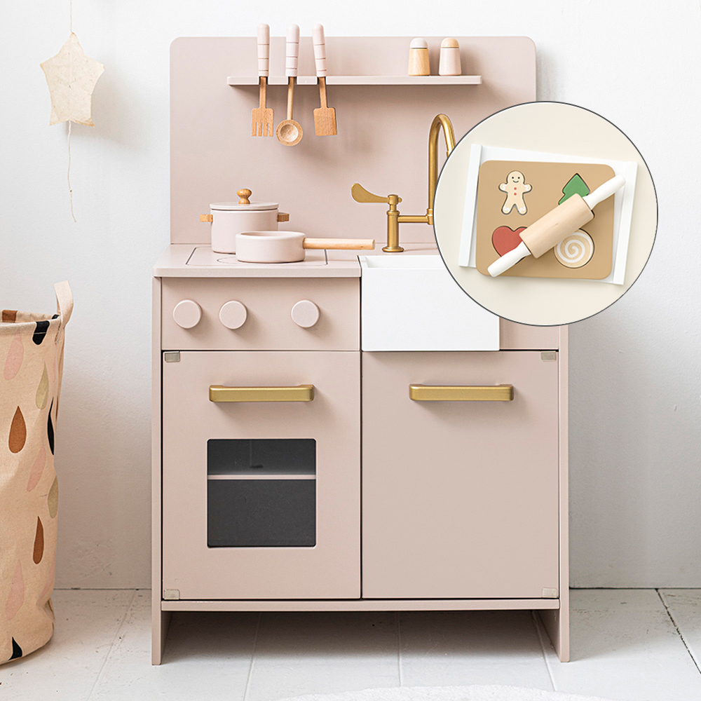 Pink wooden play kitchen discount