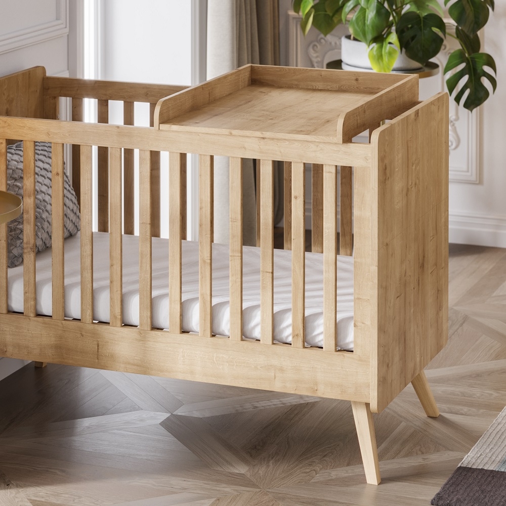Universal baby changing table topper for cot bed - Oak Wood