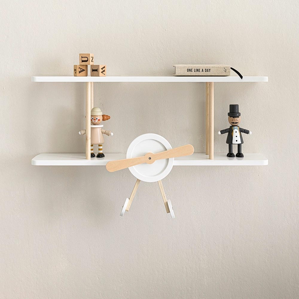 Unique wall shelf in the shape of an airplane | White