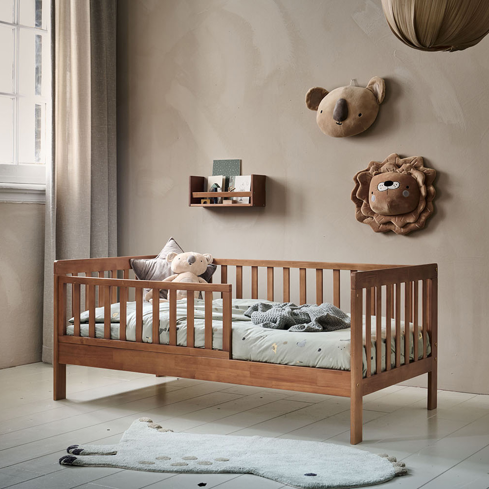Toddler bed «PLUME» in walnut mattress ✔️ Petite Amélie