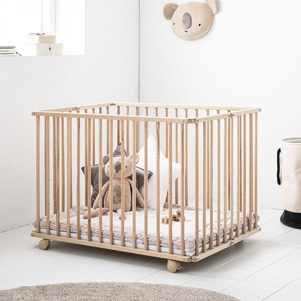 Foldable Wooden Baby Playpen «TIGRE» 100x75 | Natural