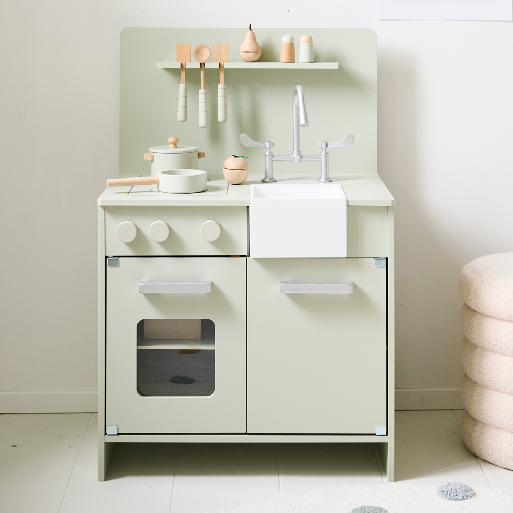 Wooden Play Kitchen incl. 7 accessories Mint Grey